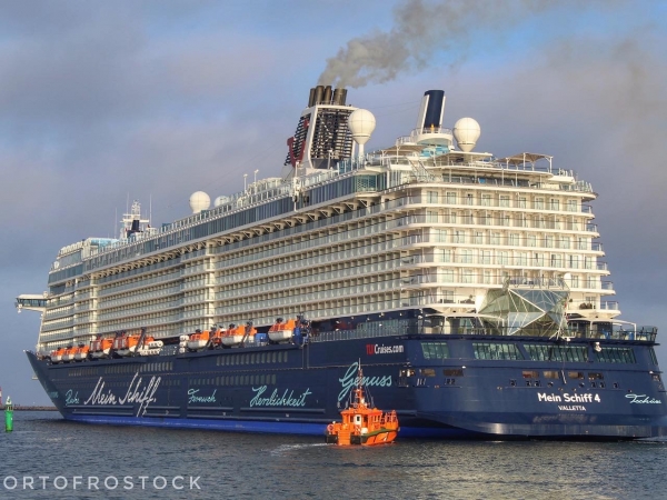 MS Mein Schiff 4 departs for a technical seatrial