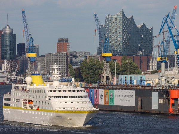 MS Hamburg leaves Hamburg for a ROCK THE BOAT Cruise 2022