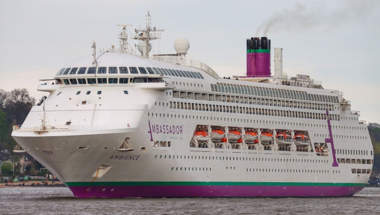 MS Ambience of Ambassador Cruise Line inaugral call at Hamburg