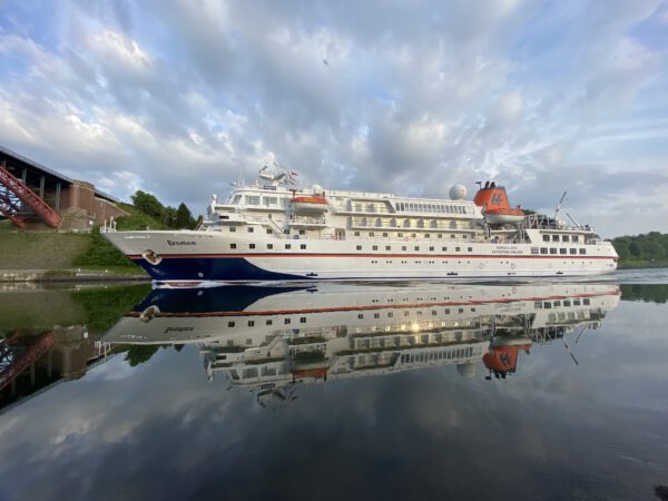 MS Seaventure as MS Bremen passing the Kiel Canal