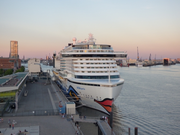 MS AIDAperla docked idle at Hamburg