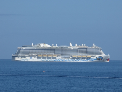 MS AIDAnova of AIDA Cruises at anchor