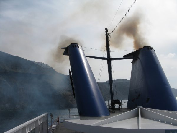 MS Coral smokey sail away @ Santorin