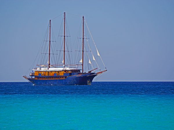MS Galileo at anchor in pristine waters