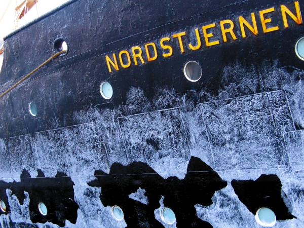 MS Nordstjernen iced bow of Hurtigruten