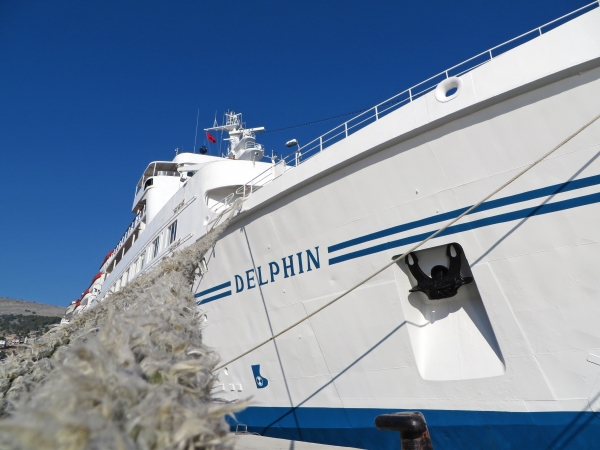 MS Delphin moored in Albania