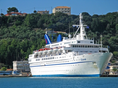 MS Coral during her very last cruise with Louis Cruises