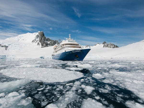 MS Sea Spirit sailing in Antarctica