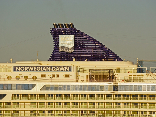 MS Norwegian Dawn of Norwegian Cruise Line laid up at anchor