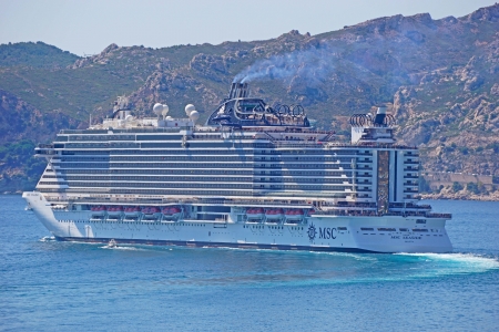 MSC Seaside of MSC Cruises sail away
