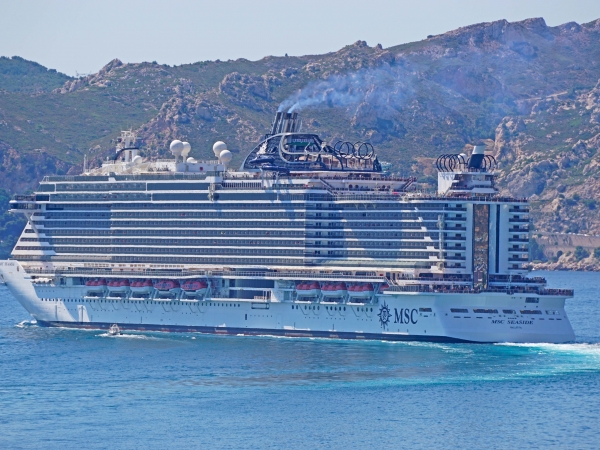 MSC Seaside of MSC Cruises sail away