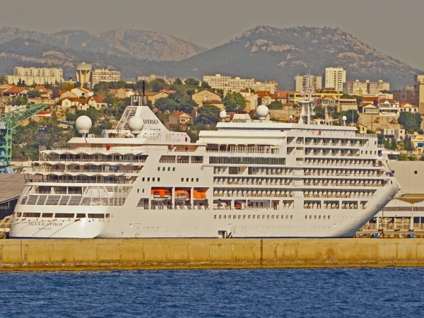 MS Silver Cloud of Silversea Cruises laid up