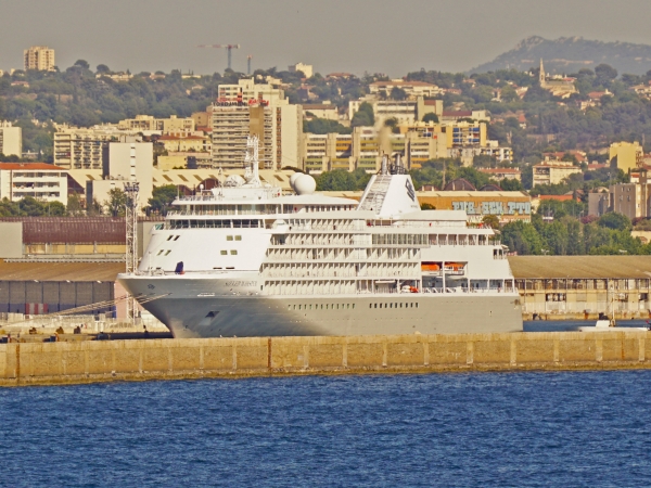 MS Silver Whisper of Silversea Cruises laid up