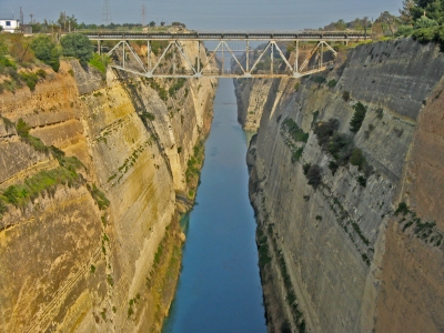Der Kanal von Korinth Baustelle geschlossen