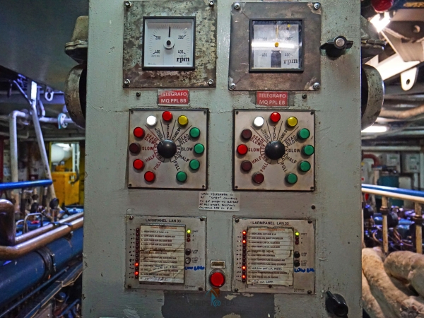 MS Elysium engine room engine controls