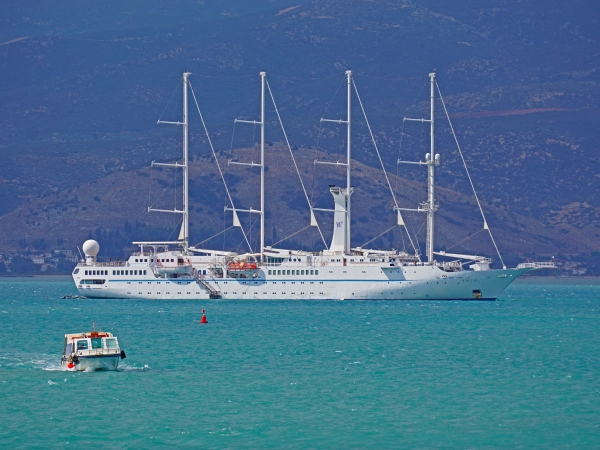 MS Wind Star of Windstar Cruises at anchor