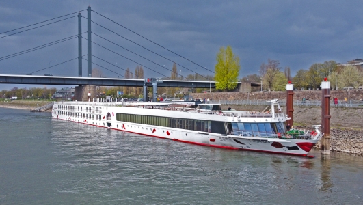 MS A-Rosa Flora moored on the river Rhine