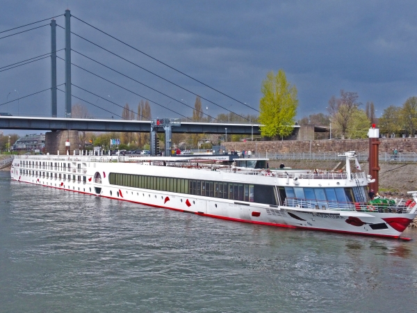 MS A-Rosa Flora moored on the river Rhine