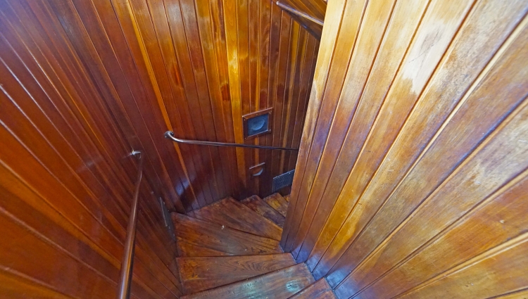 SY Sea Bird staircase to the cabin deck