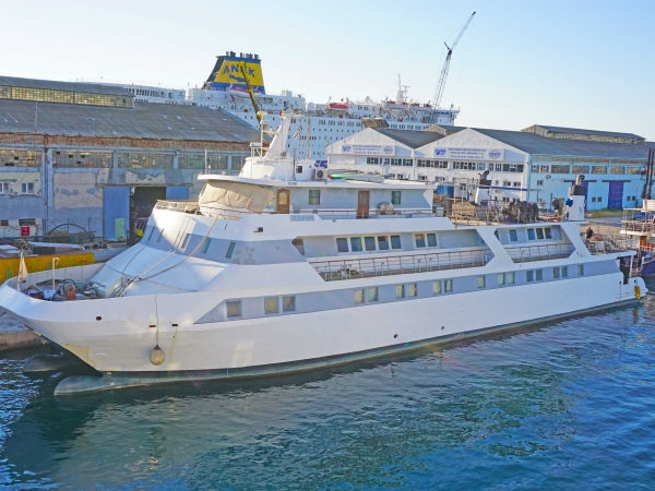 MS Pegasos of Variety Cruises laid up