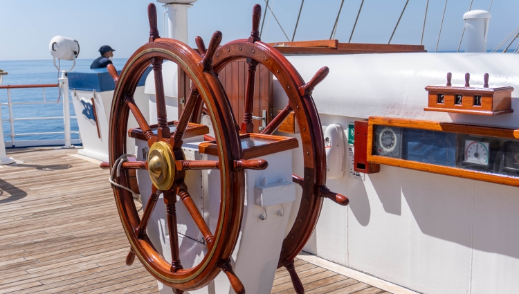 SS Royal Clipper steering wheel
